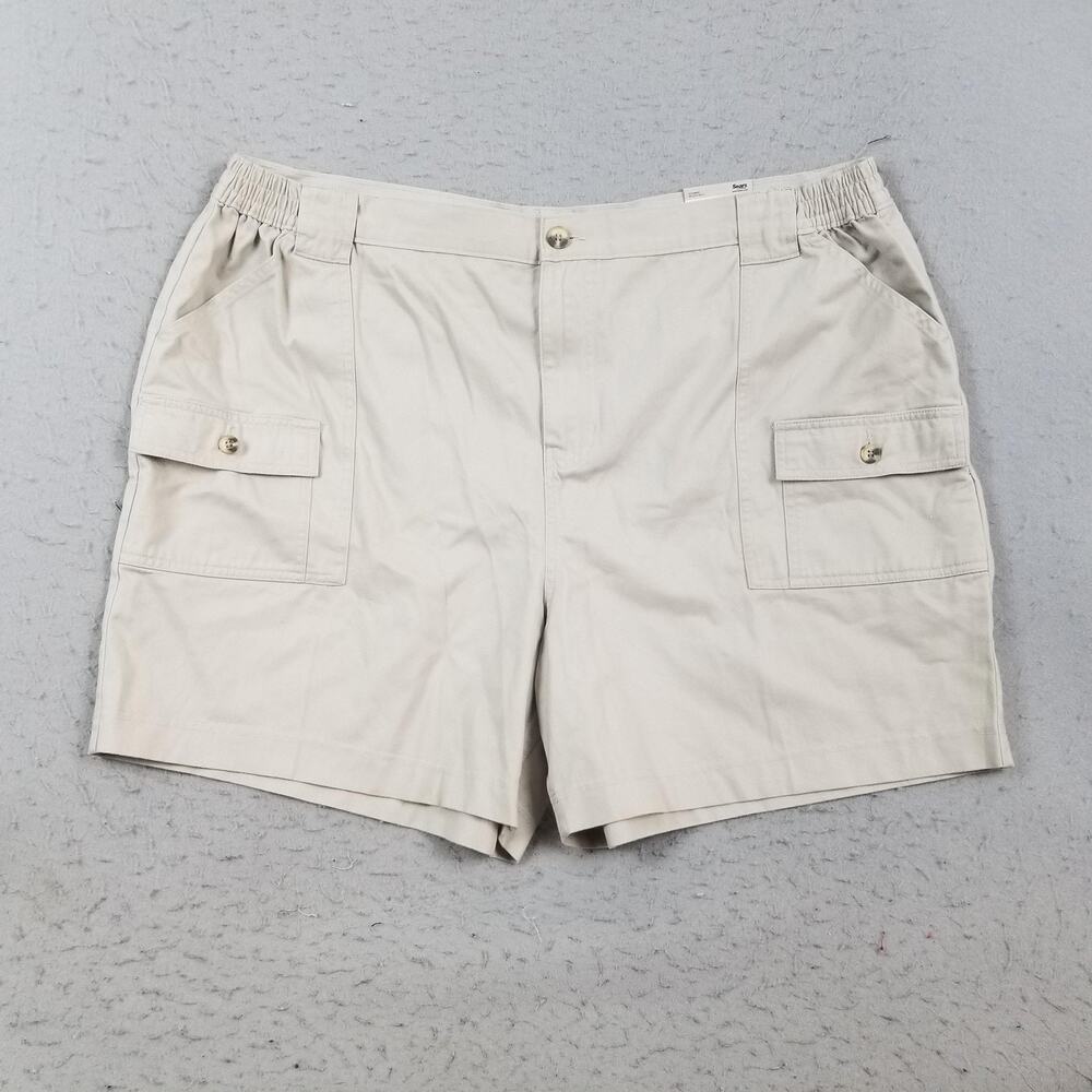 Covington Shorts Mens 44 Khaki‎ Cargo Elastic Waist Cotton Pockets Casual